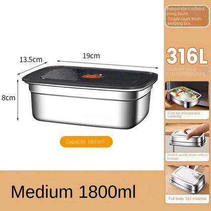 304 Stainless Steel Crisper, Lunch Box, Sealed Leak-proof Bento Box