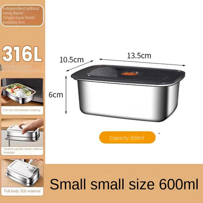 304 Stainless Steel Crisper, Lunch Box, Sealed Leak-proof Bento Box