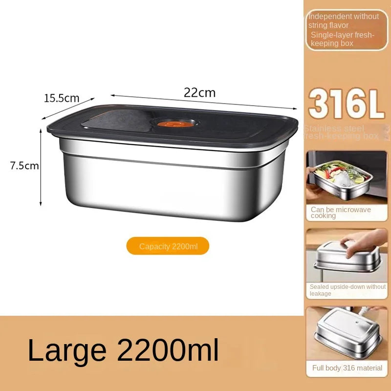 304 Stainless Steel Crisper, Lunch Box, Sealed Leak-proof Bento Box