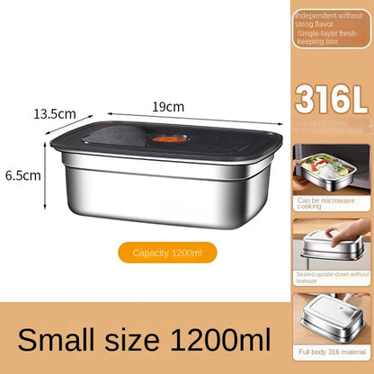 304 Stainless Steel Crisper, Lunch Box, Sealed Leak-proof Bento Box