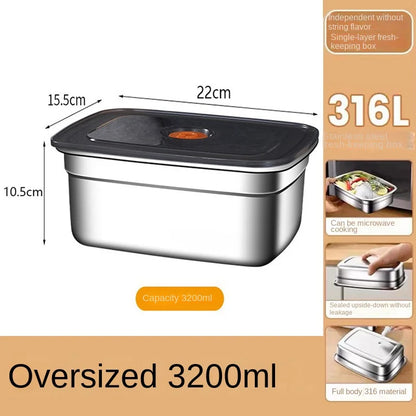 304 Stainless Steel Crisper, Lunch Box, Sealed Leak-proof Bento Box